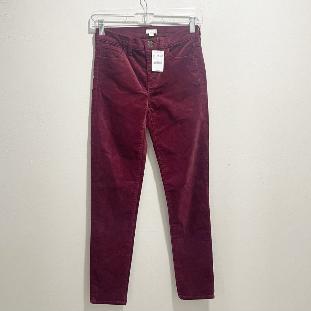 New J CREW FACTORY Women's Raspberry Velvet Midrise Skinny Jeans Raspberry Sz 24